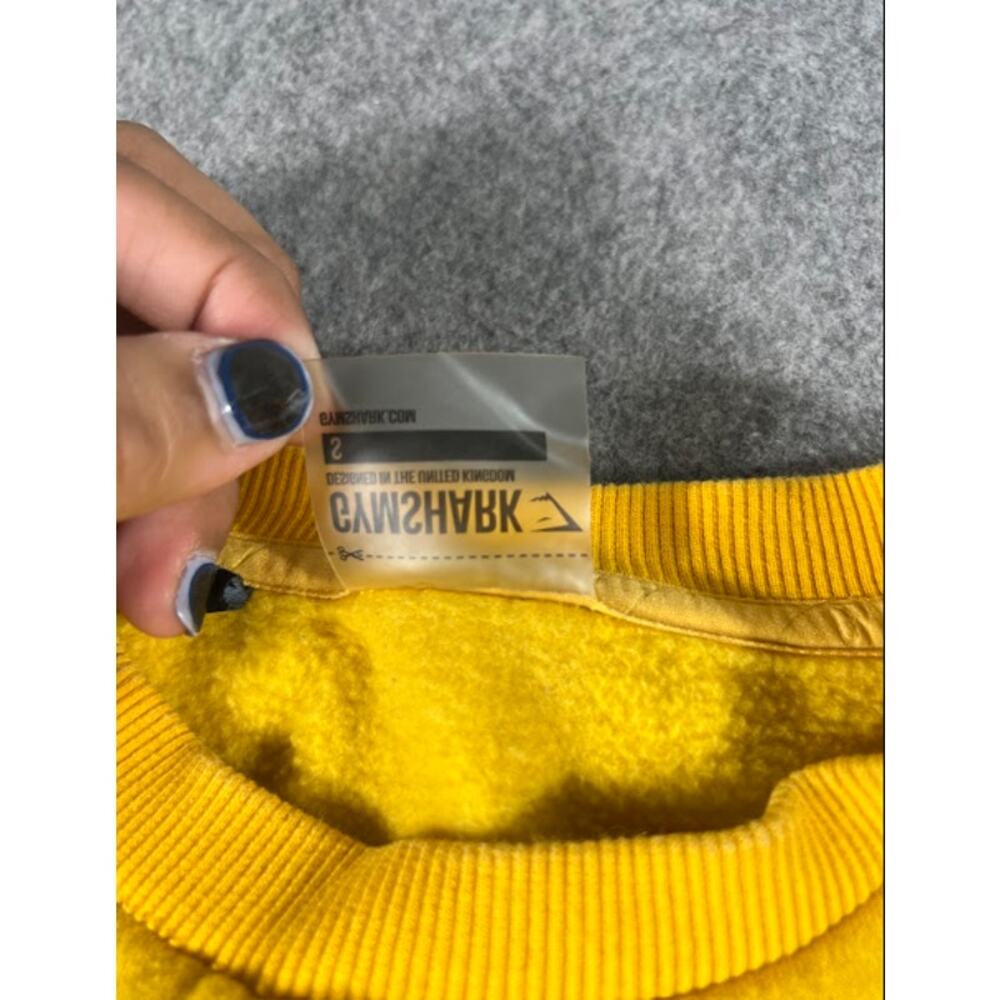 Gymshark Fitness Crop Crewneck Sweatshirt Womens Small Yellow Gym Athleisure - Picture 5 of 11
